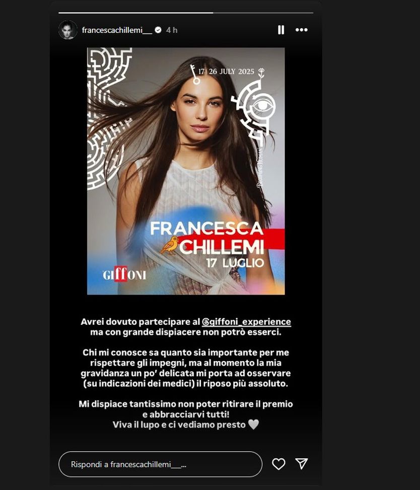 Francesca Chillemi: “Gravidanza delicata, non sarò al Giffoni. I medici…”- immagine 2