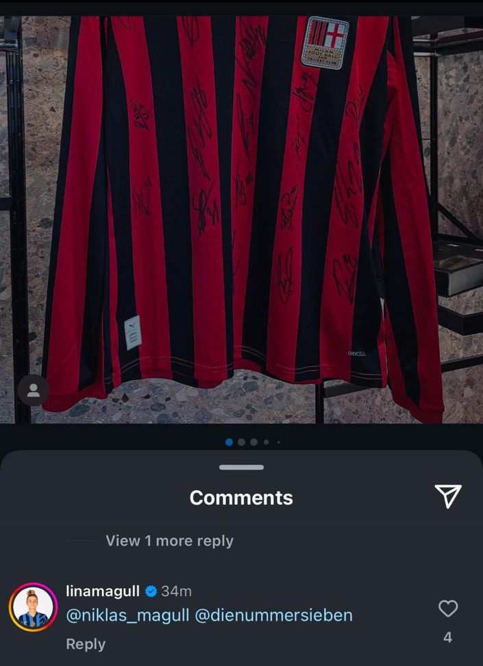 Sulla foto della maglia per il 125° Milan arriva il like…di una giocatrice dell’Inter- immagine 2