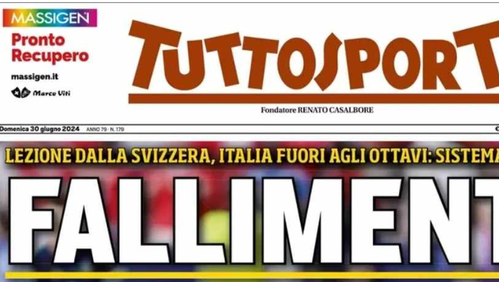 PRIMA PAGINA TUTTOSPORT OGGI: “Fallimento Nazionale. Azzurri iimpresentabili” - immagine 1