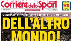 PRIMA PAGINA CORRIERE DELLO SPORT OGGI: “Sinner strepitoso: rimonta e trionfa”
