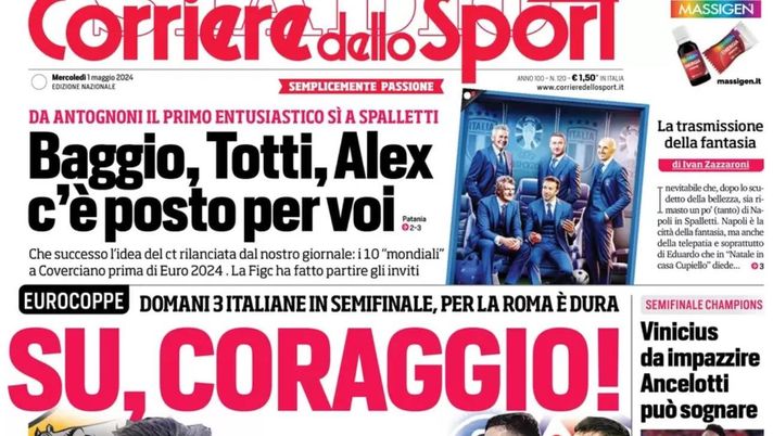 prima pagina corriere dello sport oggi