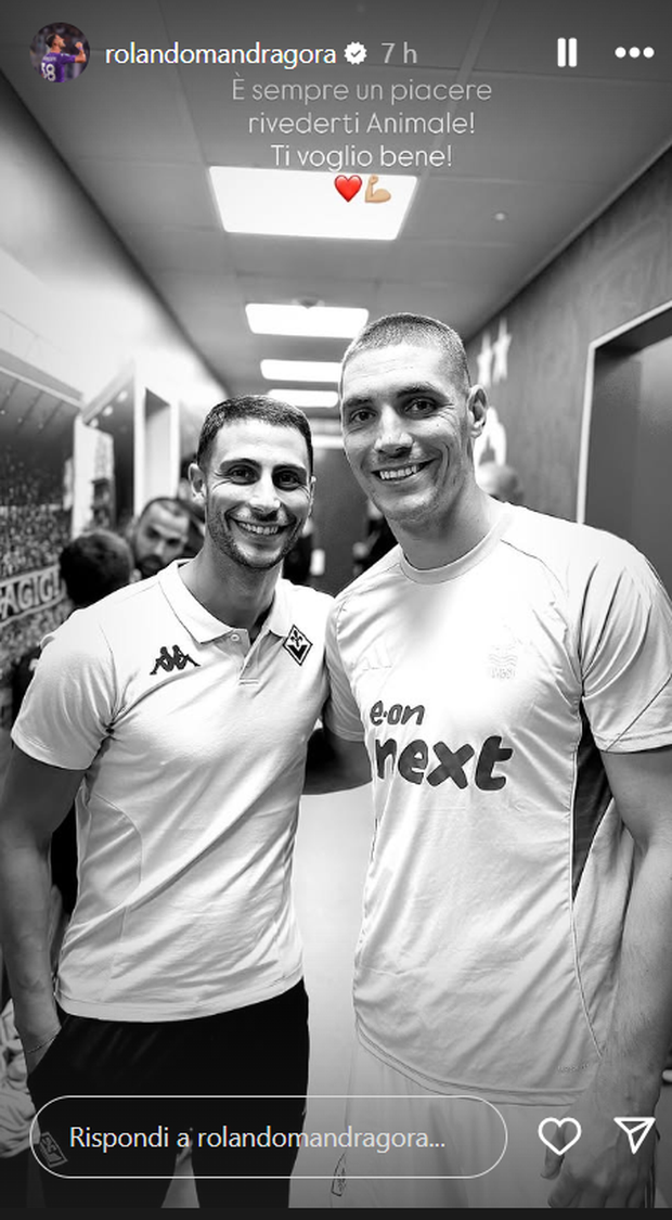 Mandragora riabbraccia Milenkovic: “Ti voglio bene, animale” Mandragora riabbraccia Milenkovic: “Ti voglio bene, animale” - immagine 1