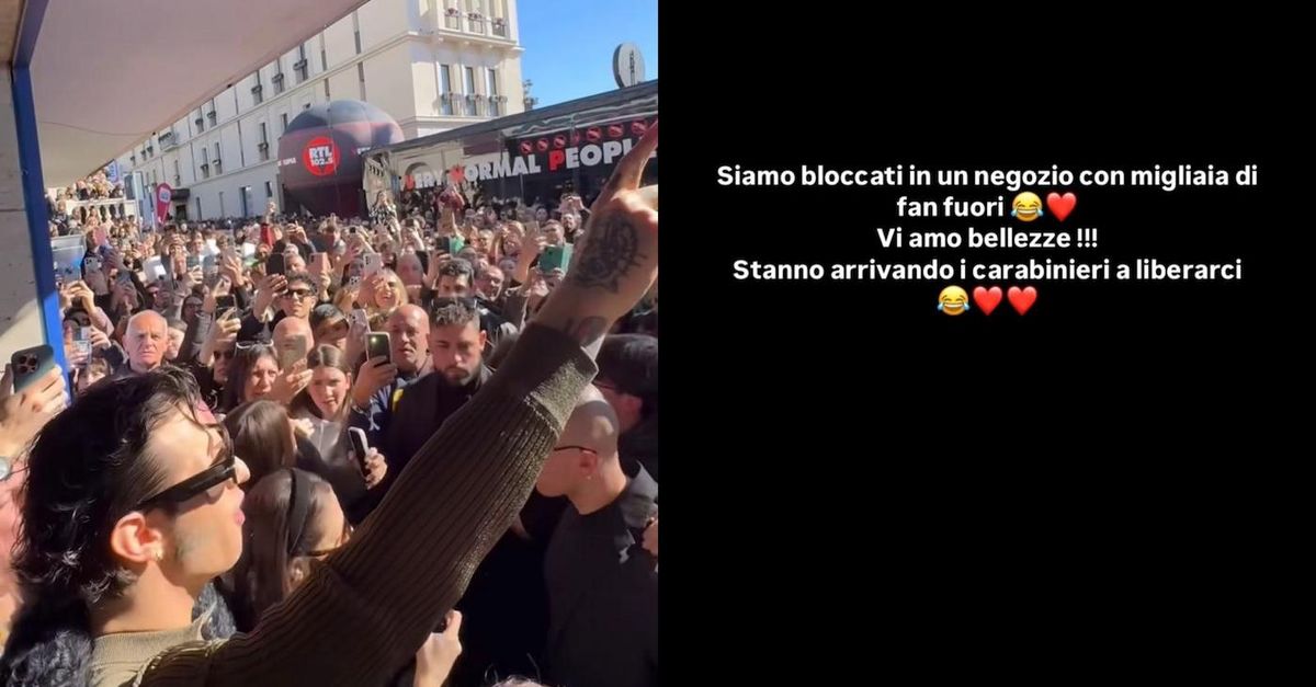 VIDEO / Sanremo, Achille Lauro circondato dalla folla: “Vi amo! Stanno arrivando i carabinieri”