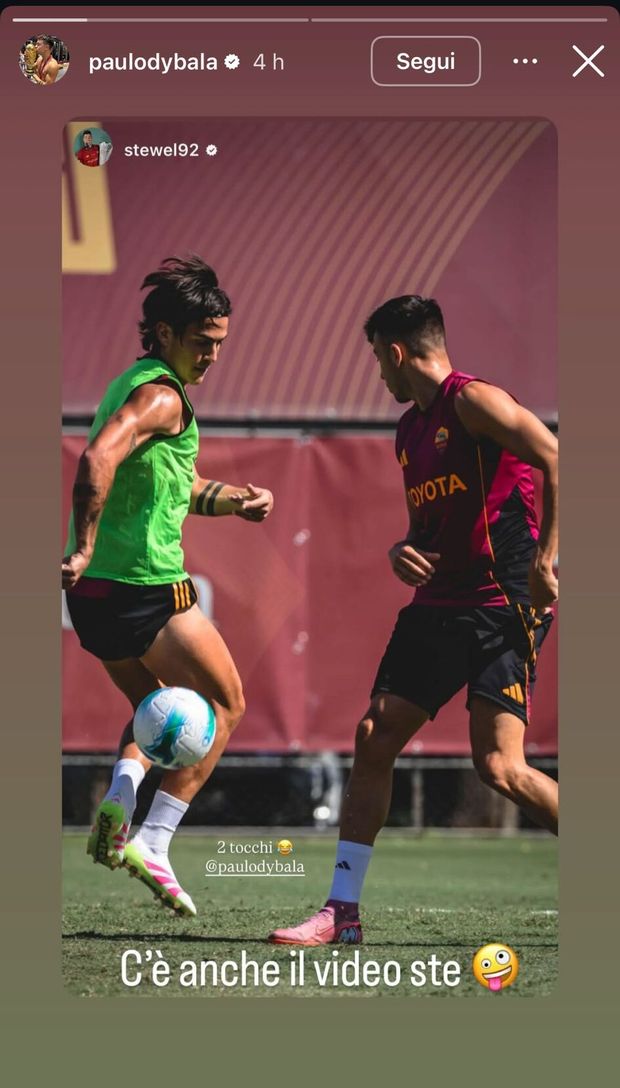 Trigoria, Dybala incanta in allenamento: siparietto con El Shaarawy sul gol di tacco- immagine 2