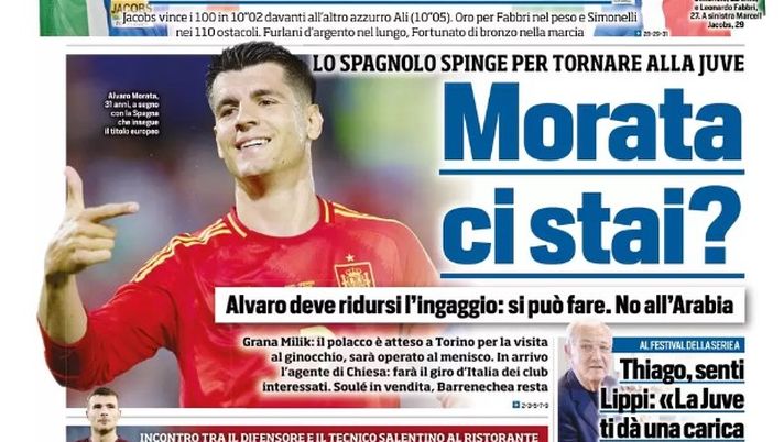 EDICOLA / TS – Morata, ci stai? Vuole tornare alla Juve. Buongiorno frena Conte - immagine 1