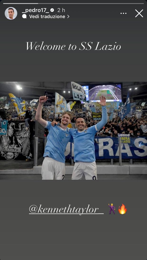 Pedro incensa Taylor dopo il Milan: “Benvenuto alla Lazio!” – FOTO- immagine 2
