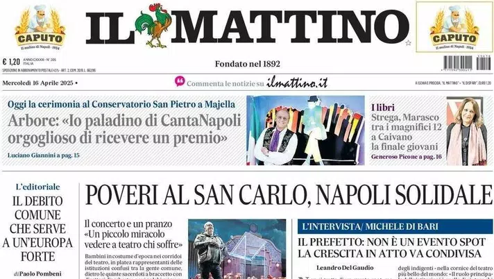 prima pagina il mattino oggi