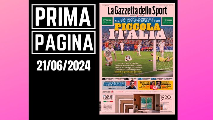 Prima pagina Gazzetta dello Sport: Europei, piccola Italia