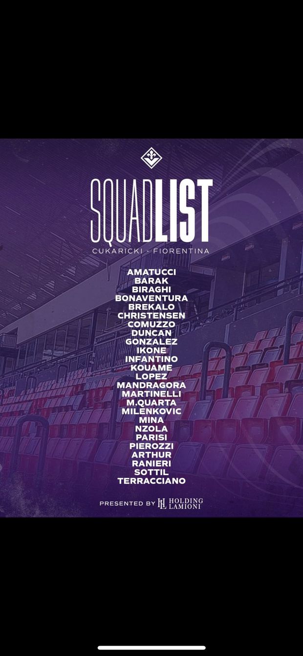 Cukaricki-Fiorentina, i convocati di Italiano: out Beltran, c’è Pierozzi- immagine 2