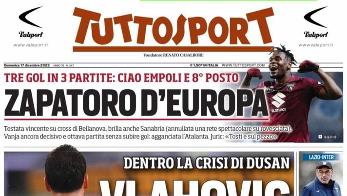 LA PRIMA PAGINA DI TUTTOSPORT: “Vlahovic spacca la Juve” - immagine 1
