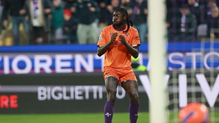 FIRENZE, ITALIA - 14 DICEMBRE: Moise Kean dell'ACF Fiorentina reagisce durante la partita di Serie A tra ACF Fiorentina ed Hellas Verona FC all'Artemio Franchi il 14 dicembre 2025 a Firenze, Italia. (Foto di Gabriele Maltinti/Getty Images) Fiorentina Losanna