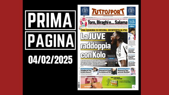 Tuttosport, la prima pagina di oggi, martedì 4 febbraio 2025 Tuttosport