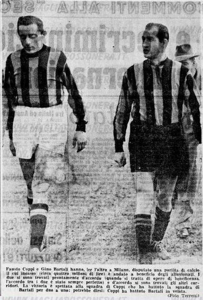 Ciclisti Milan e ciclisti Inter: Coppi e Bartali rivali anche a calcio nel derby dell’Arena- immagine 2