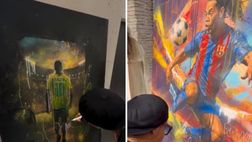 Ronaldinho in una mostra: dal Brasile al Barcellona, le opere d’arte | VIDEO