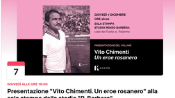 Editoria, al Barbera presentazione della biografia “Vito Chimenti. Un eroe rosanero”