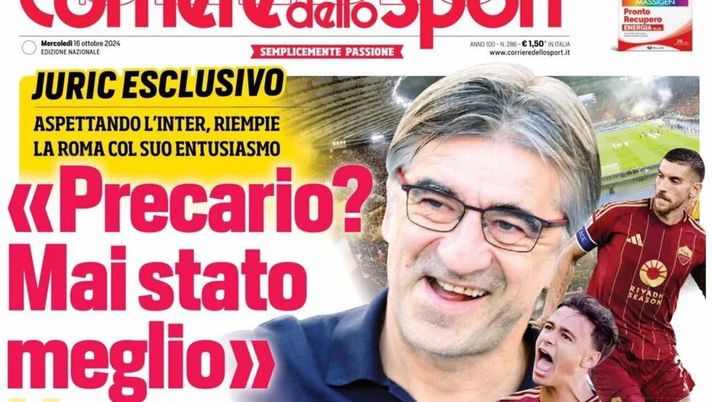 PRIMA PAGINA CORRIERE DELLO SPORT OGGI: “Bianchini: Il Napoli tra i primi 10 top club al mondo” prima pagina corriere dello sport oggi