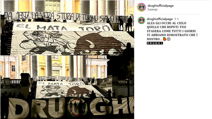 Provocazione dei Drughi a Superga: “Dal 1897 la vera storia di Torino siamo noi” - immagine 1