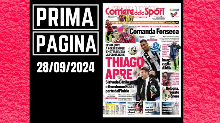 Prima pagina Corriere dello Sport: Milan primo. Comanda Fonseca