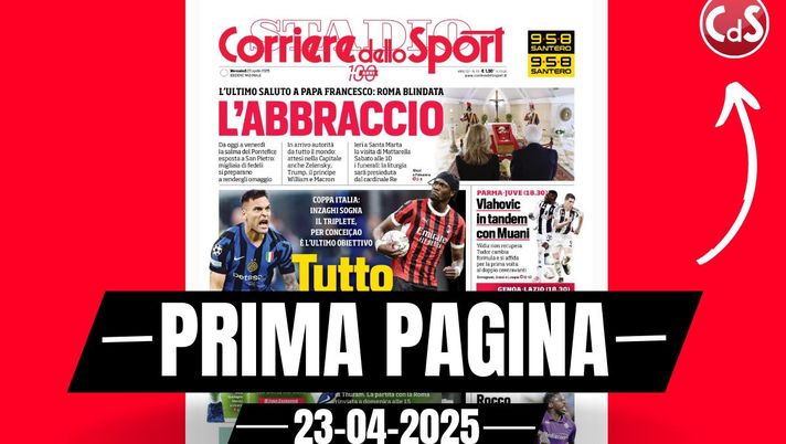 Prima pagina Corriere dello Sport: 'Derby Inter-Milan, tutto da perdere'