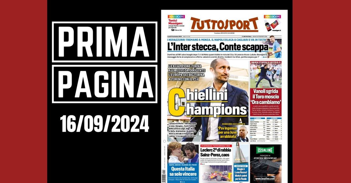 Prima pagina Tuttosport: “Chiellini torna alla Juventus da dirigente”