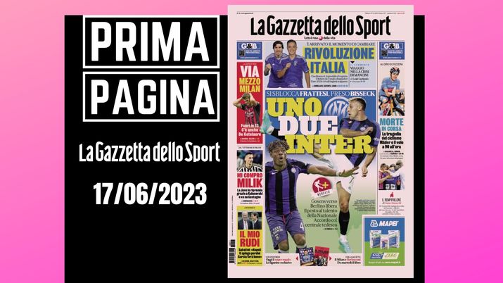 Prima pagina Gazzetta dello Sport: 'Uno-due Inter' Prima pagina Gazzetta dello Sport: 'Uno-due Inter'