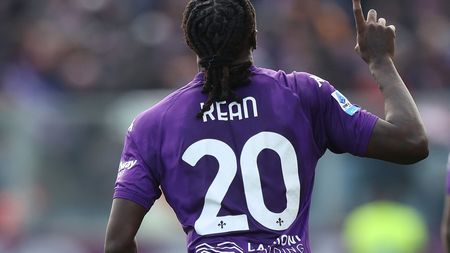 FLORENCE, ITALY - JANUARY 19: Moise Kean of ACF Fiorentina celebrates after scoring a goal during the Serie A match between Fiorentina and Torino at Stadio Artemio Franchi on January 19, 2025 in Florence, Italy. (Photo by Gabriele Maltinti/Getty Images) Kean