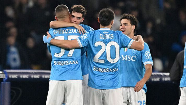 NAPLES, ITALY - JANUARY 31: Miguel Gutierrez of SSC Napoli celebrates after scoring his side second goal during the Serie A match between SSC Napoli and ACF Fiorentina at Stadio Diego Armando Maradona on January 31, 2026 in Naples, Italy. (Photo by Francesco Pecoraro/Getty Images) I voti di Napoli-Fiorentina al fantacalcio: Meret come Gutierrez e Kean come Hojlund! Fazzini e Giovane… - immagine 1