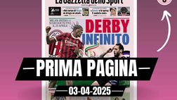 Prima pagina Gazzetta dello Sport: “Milan-Inter 1-1: derby infinito”