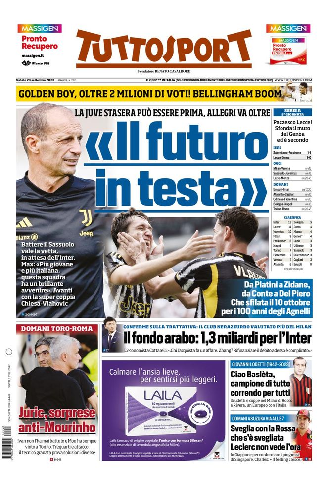 Prima pagina Tuttosport: “Juventus, il futuro in testa”- immagine 2