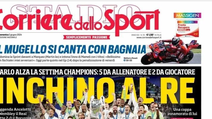 PRIMA PAGINA CORRIERE DELLO SPORT OGGI: “Conte-Napoli, c’è il giorno” - immagine 1