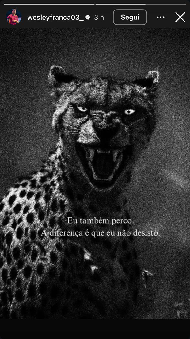 Wesley carico sui social: “Anch’io perdo, la differenza è che non mi arrendo”- immagine 2