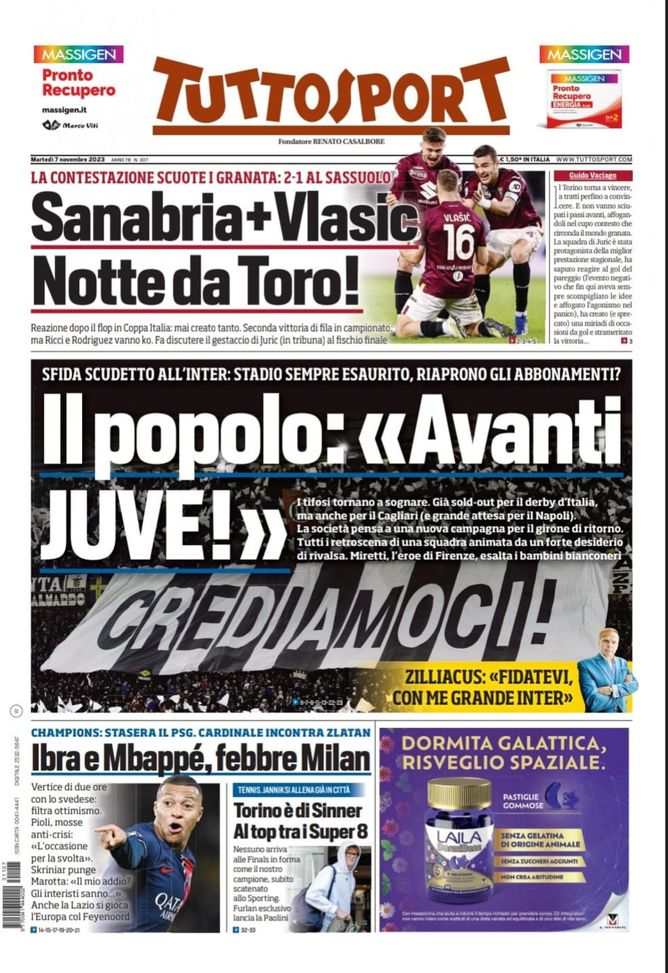 EDICOLA TS / Il popolo: “Avanti Juve!”. Sfida scudetto all’Inter - immagine 1