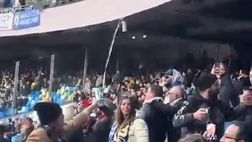 Napoli-Verona, cade un telefono dagli spalti: il tifoso si ingegna creando un panaro
