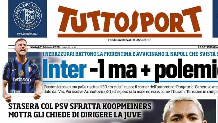prima pagina tuttosport oggi
