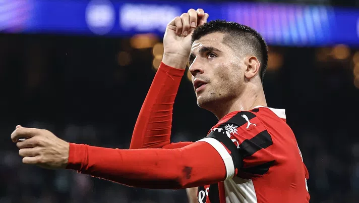 esultanza gol Álvaro Morata AC Milan Real Madrid-Milan 1-3 Champions League 2024-2025