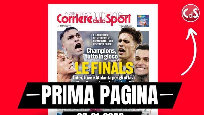 Il Corriere dello Sport, la prima pagina di oggi, mercoledì 28 gennaio 2026 Prima pagina Corriere dello Sport: 'Champions League, tutto in gioco: le Finals'