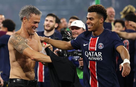 Monaco, Germania - 31 maggio 2025: Luis Enrique e Desire Doué del Psg. (Foto di Lars Baron/Getty Images) Psg, Luis Enrique: “Abbiamo fatto un ottimo lavoro. Xana sempre con me”- immagine 2