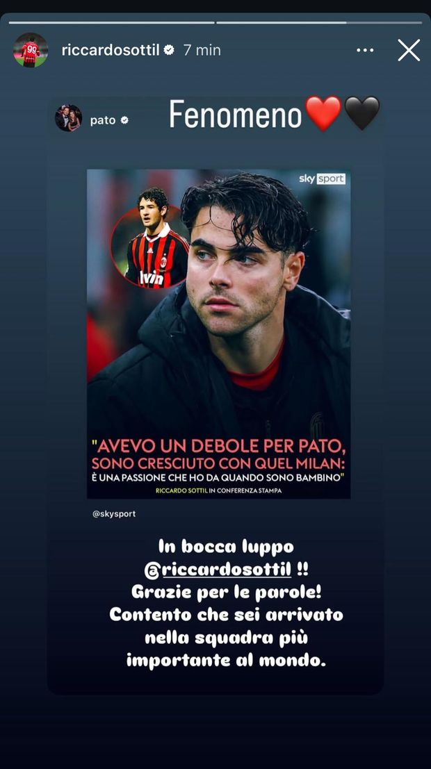 Scambio social tra Pato e Sottil: “Contento per te”, “Fenomeno”- immagine 2