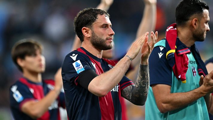 UDINE, ITALY - APRIL 28: Davide Calabria of Bologna applauds the fans at the end of the Serie A match between Udinese and Bologna at Stadio Friuli on April 28, 2025 in Udine, Italy. (Photo by Alessandro Sabattini/Getty Images) davide calabria