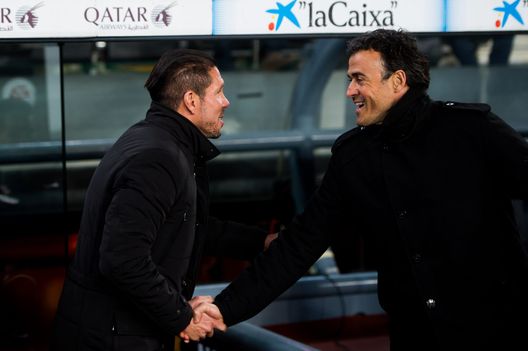 Luis Enrique e Simeone in una vecchia foto.(Foto di Alex Caparros/Getty Images) PSG Atletico Madrid