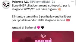 Palermo, la prelazione prosegue a gonfie vele: già 5457 persone hanno sottoscritto l’abbonamento