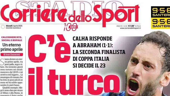 prima pagina corriere dello sport oggi