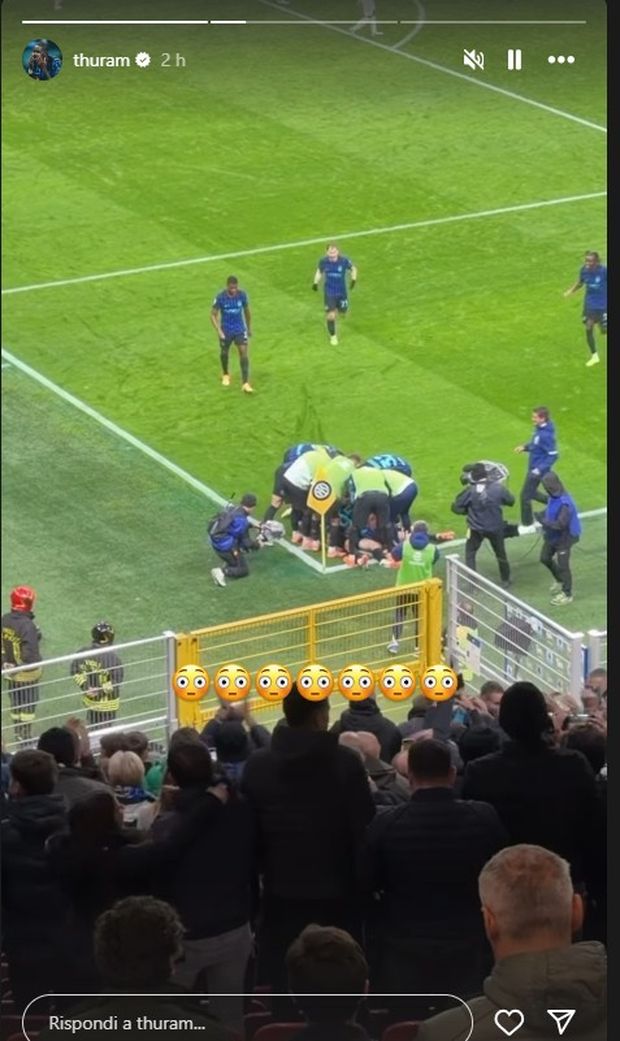 Inter-Fiorentina, Thuram in tribuna rimane folgorato dal gol di Sucic- immagine 2