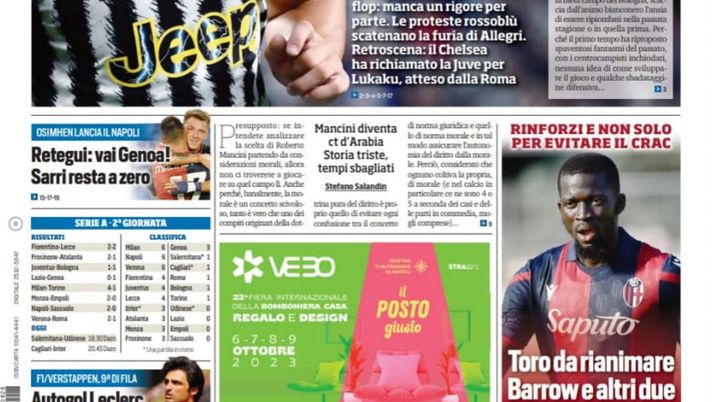 EDICOLA TS – Meno male che Dusan c’è. Sarri resta a zero - immagine 1
