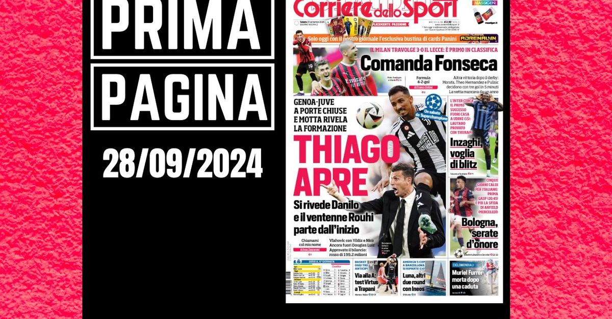 Prima pagina Corriere dello Sport: Milan primo. Comanda Fonseca