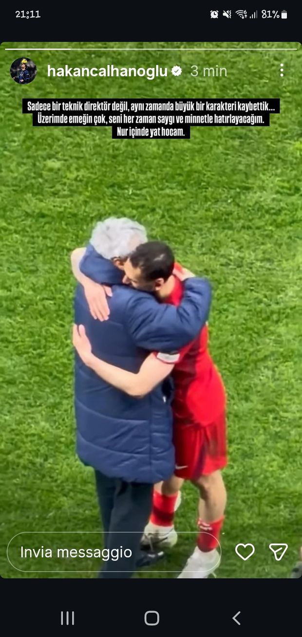 Calhanoglu e il cordoglio per Lucescu: “Ti ricorderò con rispetto e gratitudine”- immagine 3