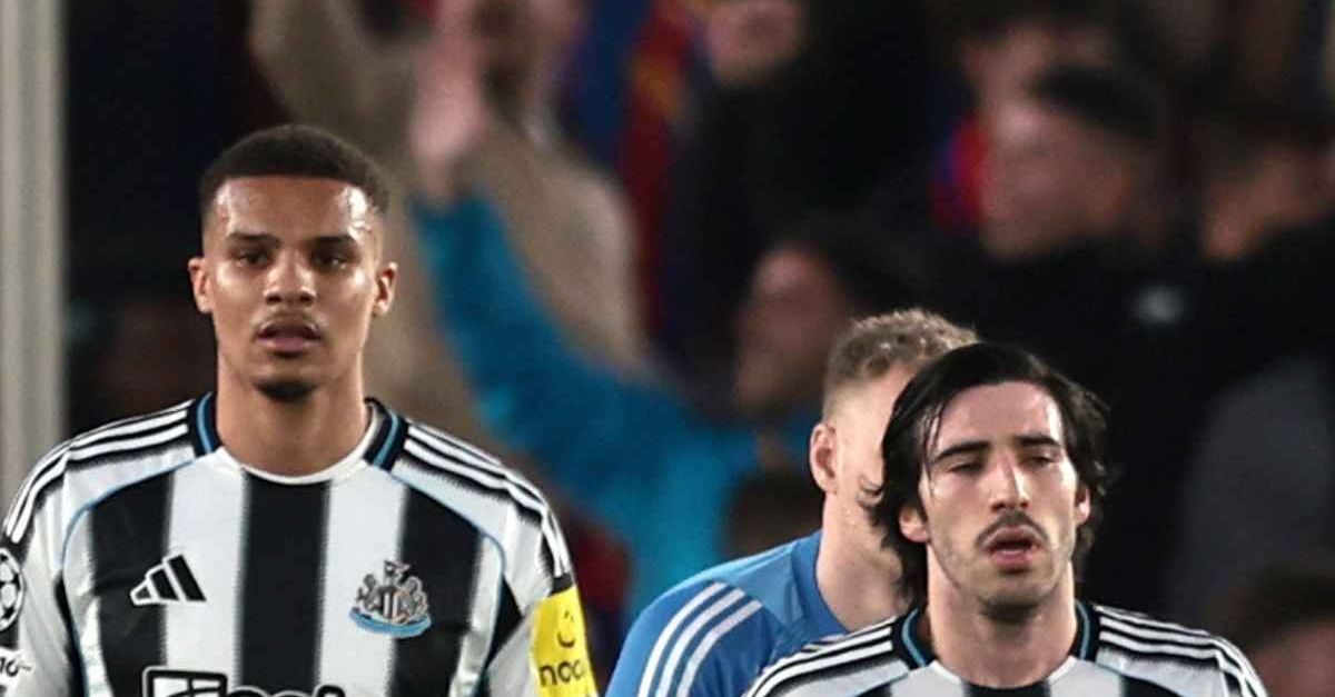 Débâcle europea per il Newcastle di Tonali e Thiaw: il Barcellona segna 7 gol ai due ex Milan
