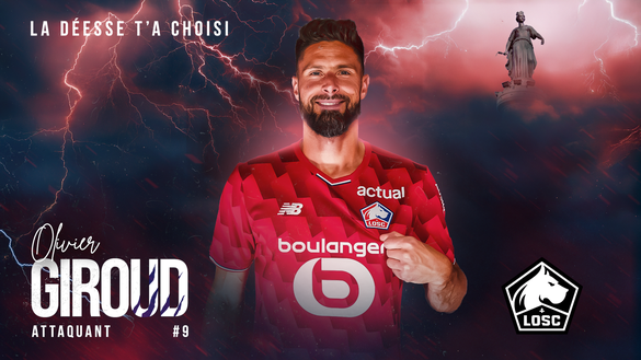Olivier Giroud con la maglia del Lille (Screenshot Lille)