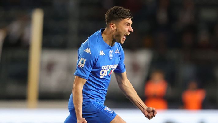 EMPOLI, ITALY - APRIL 6: Nicolo' Cambiaghi of Empoli FC celebrates after scoring a goal during the Serie A TIM match between Empoli FC and Torino FC - Serie A TIM at Stadio Carlo Castellani on April 6, 2024 in Empoli, Italy.(Photo by Gabriele Maltinti/Getty Images) Empoli-Torino 3-2, Cambiaghi: “Nicola ci dà tranquillità” - immagine 1