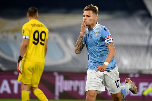 Roma, Italia - 26 aprile 2021: Ciro Immobile della Lazio esulta dopo il gol contro il Milan. (Foto di Marco Rosi - SS Lazio/Getty Images)